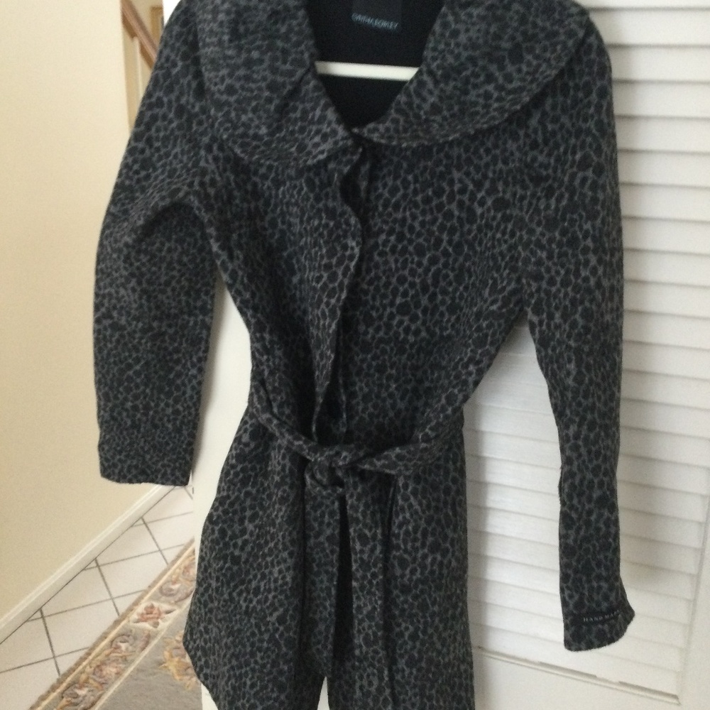 Cynthia Rowley gray and black leopard style coat in a size small.
